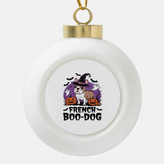 Franse Boo Dog - De Spookies Pup Keramische Bal Ornament (Voorkant)