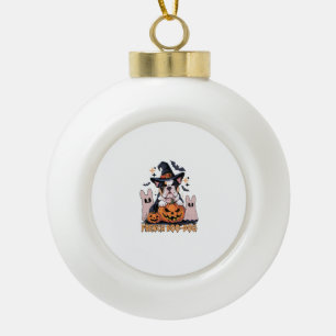 Franse Boo-hond Schattige Franse Halloween-spookho Keramische Bal Ornament