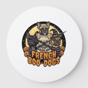 Franse Boo-Honden Halloween Frans Bulldog Ontwerp_ Grote Klok