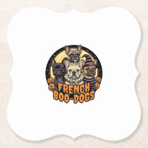Franse Boo-Honden Halloween Frans Bulldog Ontwerp_ Kartonnen Onderzetters