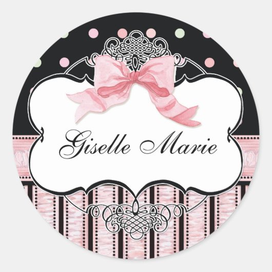 Franse boog n Stippen, meisje Baby shower Sticker  (Voorkant)