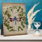 Franse botanische bladeren moderne vintage libel fotoplaat (Zijkant)
