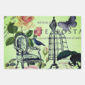 Franse botanische bloem  Eiffeltoren Parijs Inpakpapier Vel (Voorkant 2)