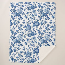 Franse botanische bloemenprint sherpa deken