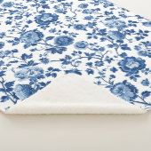 Franse botanische bloemenprint sherpa deken (3/4)