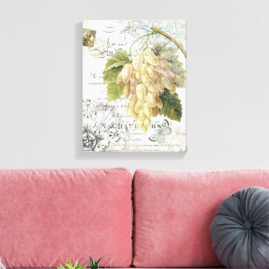  Franse Botanische druiven uitgerekt canvas (Insitu (Woonkamer))