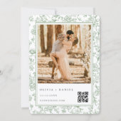 Franse botanische foto QR-code bruiloft Kaart (Achterkant)