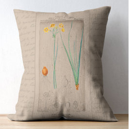 Franse botanische illustratie narcis accent kussen