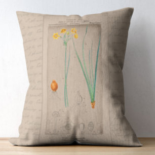 Franse botanische illustratie narcis accent kussen