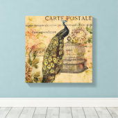 franse botanische kunst nouveau pauw canvas afdruk (Insitu (Houten vloer))