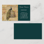 franse botanische kunst nouveau  pauw visitekaartje (Voorkant / Achterkant)