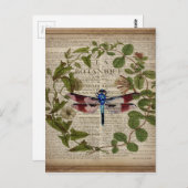 franse botanische overblijfselen moderne libellen briefkaart (Voorkant / Achterkant)