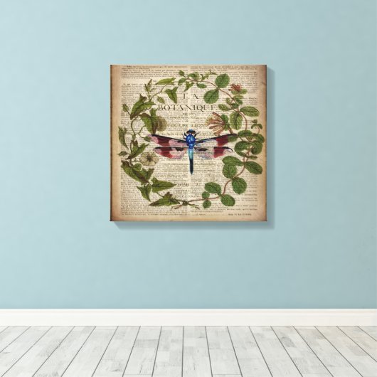 franse botanische overblijfselen moderne  libellen canvas afdruk (Insitu (Houten vloer))
