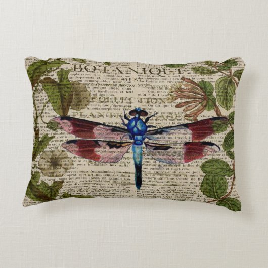 franse botanische overblijfselen moderne  libellen decoratief kussen (Achterkant)