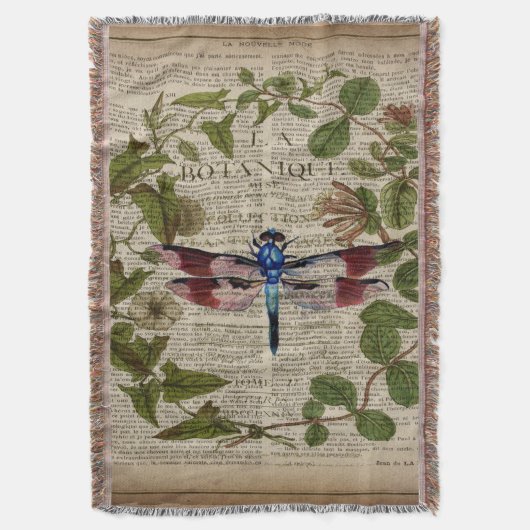 franse botanische overblijfselen moderne  libellen deken (Voorkant Verticaal)