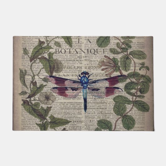 franse botanische overblijfselen moderne  libellen deurmat (Voorkant)