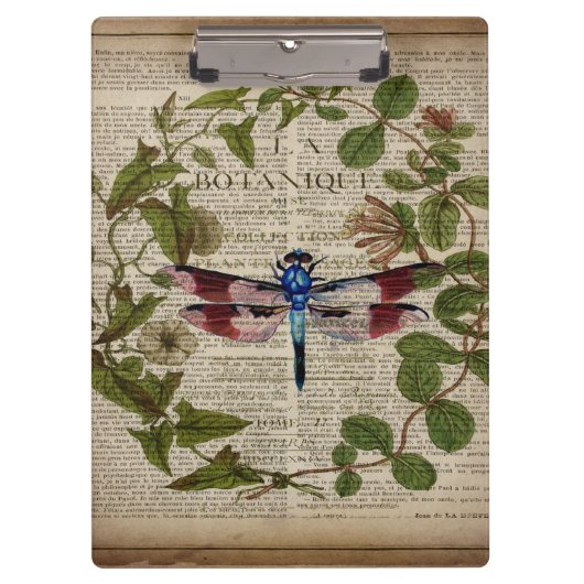 franse botanische overblijfselen moderne  libellen klembord (Voorkant)