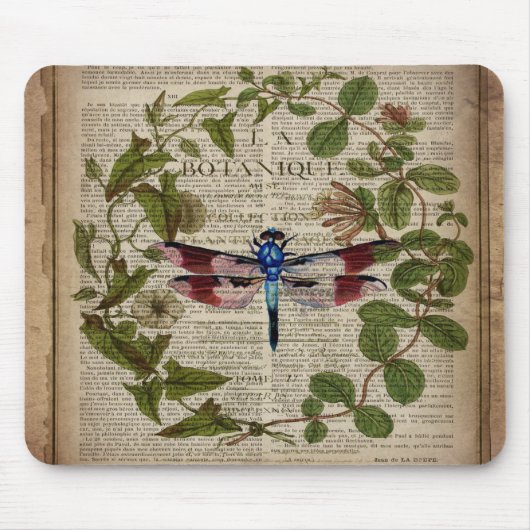 franse botanische overblijfselen moderne libellen muismat (Voorkant)