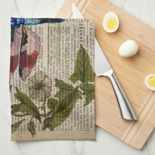 franse botanische overblijfselen moderne libellen theedoek (Quarter Fold)