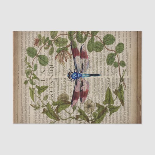 franse botanische overblijfselen moderne libellen tissuepapier (Voorkant)