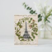 franse botanische visolie vertrekt parijs eiffel t briefkaart (Staand voorkant)