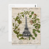 franse botanische visolie vertrekt parijs eiffel t briefkaart (Voorkant / Achterkant)