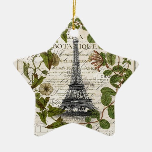 franse botanische visolie vertrekt parijs eiffel t keramisch ornament (Voorkant)