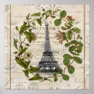 franse botanische visolie vertrekt parijs eiffel t poster