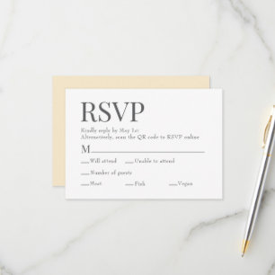 Franse Boter Gele QR-code Maaltijdkeuze Bruiloft RSVP Kaartje