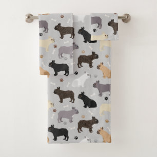 Franse Botten met bulledog en pols grijs Bad Handdoek