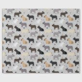 Franse Botten met bulledog en pols grijs Cadeaupapier (Vlak)