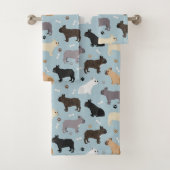 Franse Botten van Bulldog en Paws Blue Bad Handdoek (Insitu)