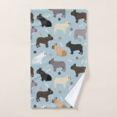 Franse Botten van Bulldog en Paws Blue Bad Handdoek (Handdoek)