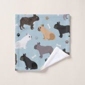 Franse Botten van Bulldog en Paws Blue Bad Handdoek (Wasdoekje)