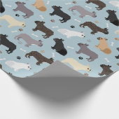 Franse Botten van Bulldog en Paws Blue Cadeaupapier (Hoek)
