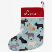 Franse Botten van Bulldog en Paws Blue Kleine Kerstsok (Achterkant)