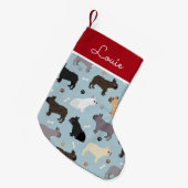 Franse Botten van Bulldog en Paws Blue Kleine Kerstsok (Voorkant (Hangend))