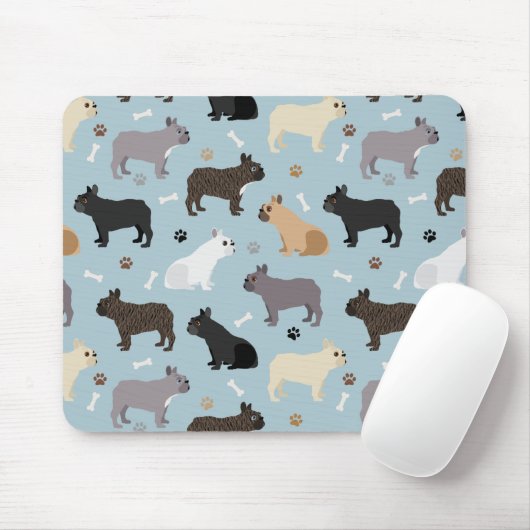 Franse Botten van Bulldog en Paws Blue Muismat (Met muis)