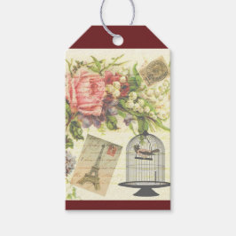 Franse Bourgondië thema vintage cadeau label Parij Cadeaulabel