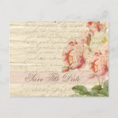 Franse  brief en Rozen slaan de datum op Aankondigingskaart (Voorkant)