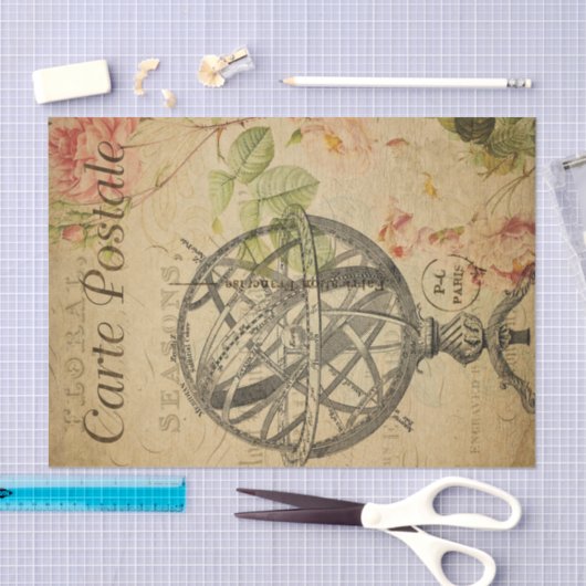 Franse Briefkaart Armillary Sphere-ontkoppeling Tissuepapier (Craft)