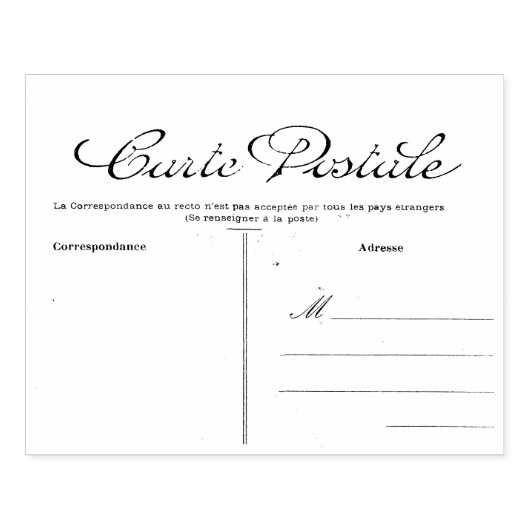 Franse Briefkaart Carte Postale Blank Sjabloon Rub Rubberstempel (Afrduk)