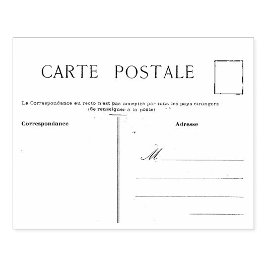 Franse Briefkaart Carte Postale Blank Sjabloon Rub Rubberstempel (Afrduk)