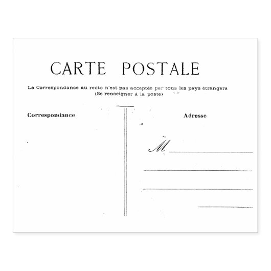Franse Briefkaart Carte Postale Blank Sjabloon Rubberstempel (Afrduk)