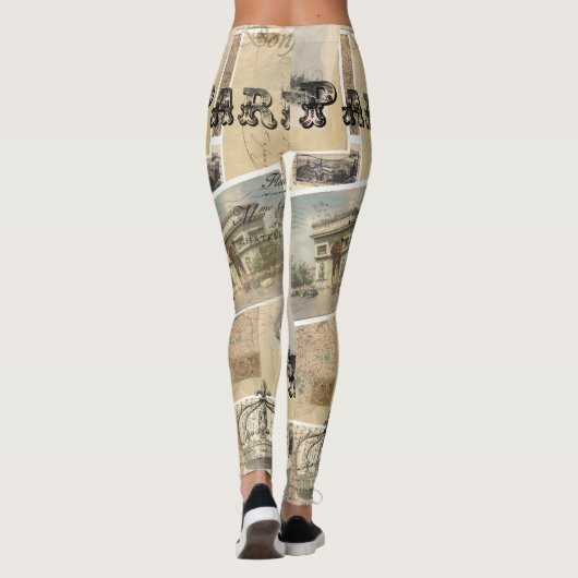 Franse Briefkaart Collage Leggings (Achterkant)