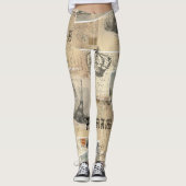 Franse Briefkaart Collage Leggings (Voorkant)
