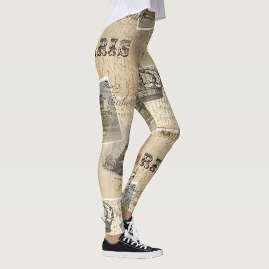 Franse Briefkaart Collage Leggings (Rechts)