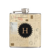 Franse Briefkaart Collage Monogram Flask Heupfles (Voorkant)