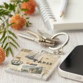 Franse Briefkaart Collage Sleutelhanger (Voorkant Rechts)