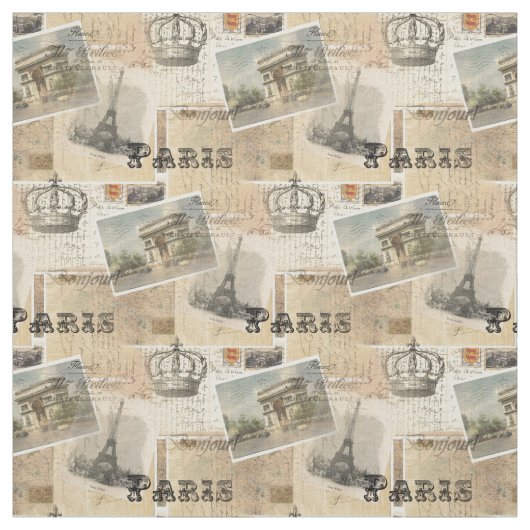 Franse Briefkaart Paris Fabric Stof (Swatch)
